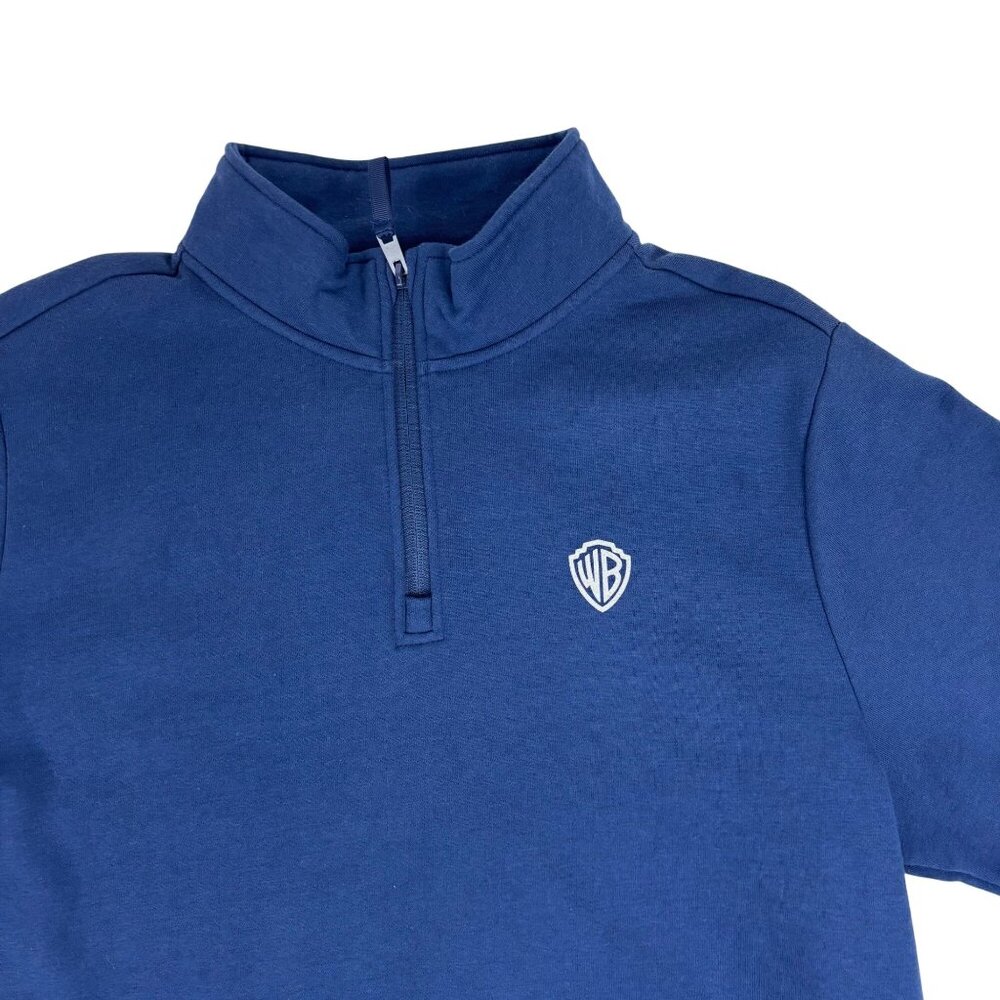 Warner Bros Logo Sweatshirt Mens Size XXL Blue Quarter-Zip Pullover - Picture 4 of 10